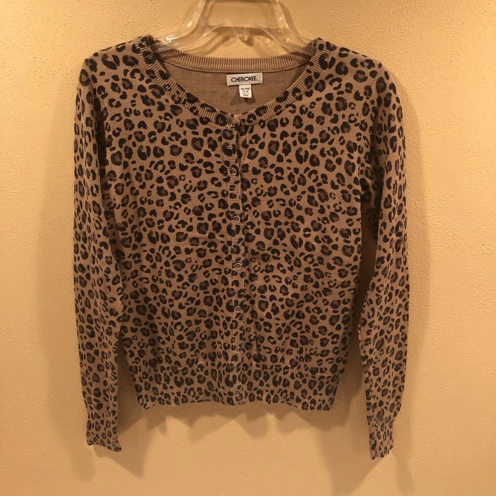 Leopard print button down sweater